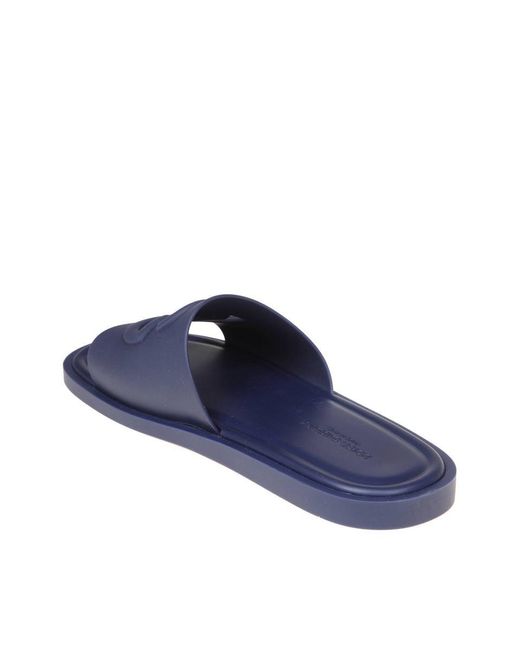 Dolce & Gabbana Blue Rubber Slipper With Perforated Color Blu for men