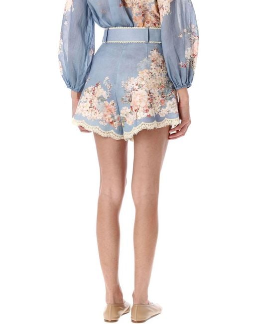 Zimmermann Blue Cascadian Tuck Shorts