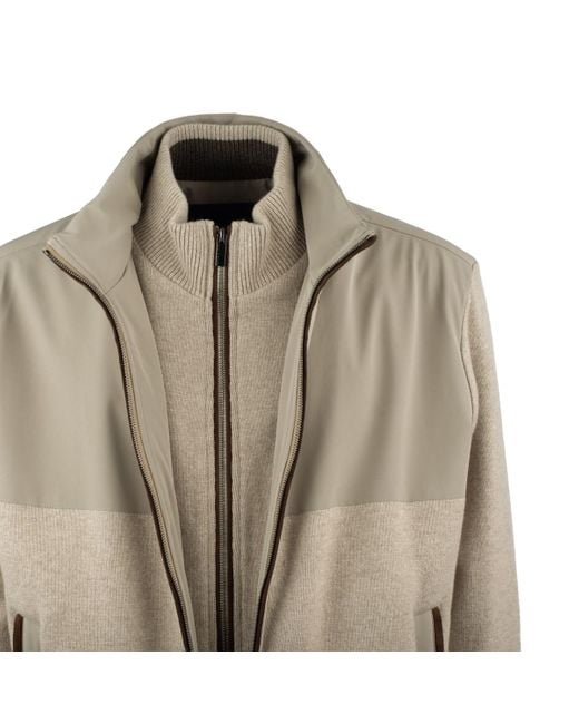 Paul & Shark Natural Virgin Wool And Cashmere Blend Jacket With Leather Inserts for men