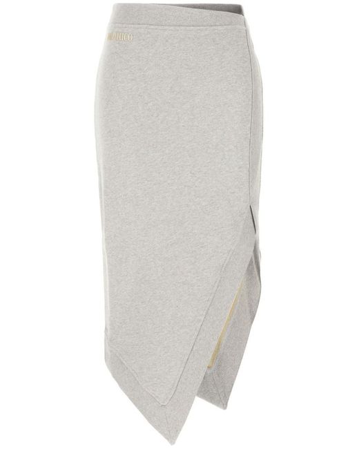 The Attico White Gray Asymmetrical Midi Skirt