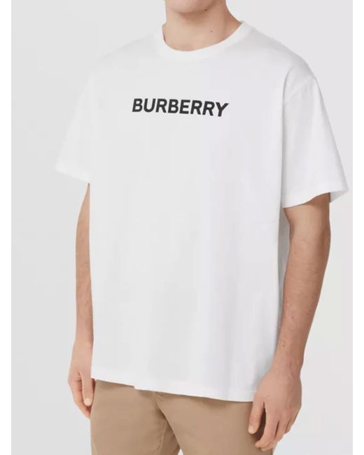Burberry Cotton White T-shirt With Logo for Men | Lyst
