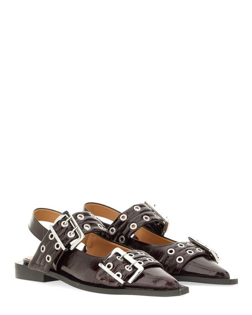 Ganni Brown Elegant Slingback Flats For