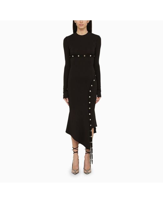 The Attico Black Midi Dress With Snap Buttons