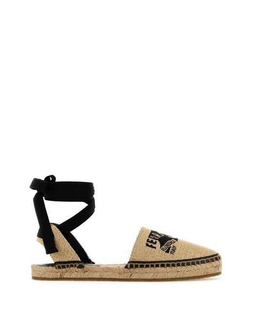 Ferragamo Black Salvatore Raffia Elaia Espadrilles