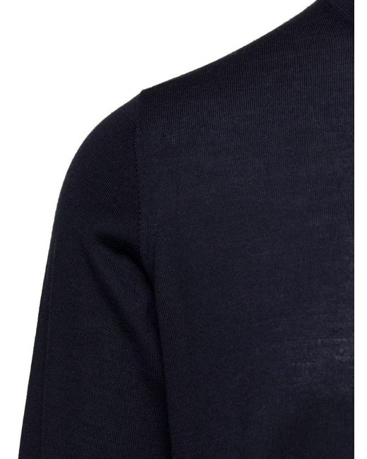 Laneus Blue Crewneck Sweater With Ribbed Trim In Wool And Silk Man for men
