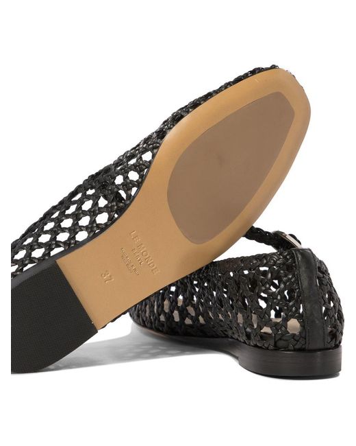 Le Monde Beryl Woven Mary Jane Ballet Flats in Black | Lyst