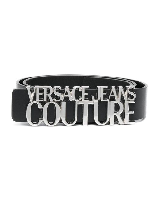 Versace Black Logo-plaque Leather Belt for men