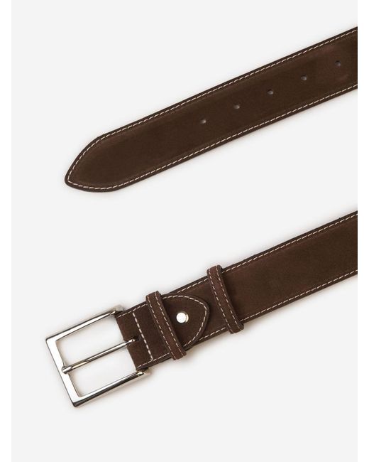 Bontoni Brown Suede Leather Belt for men
