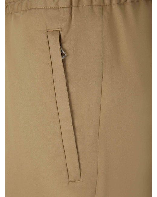 Moncler Natural Logo Cotton Trousers for men