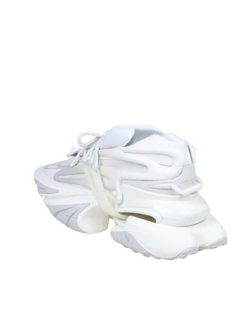Balmain White Unicorn Sneakers In Neoprene And Leather for men