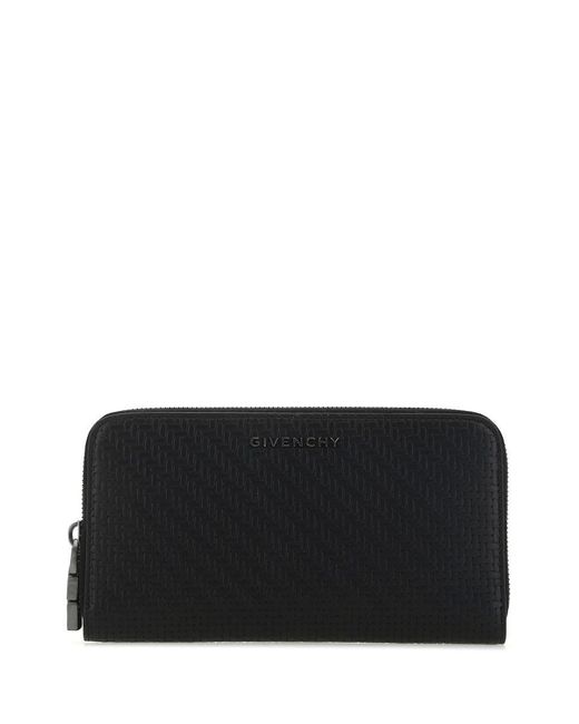 Givenchy Black Logo Detailed Zipped Long Wallet for men
