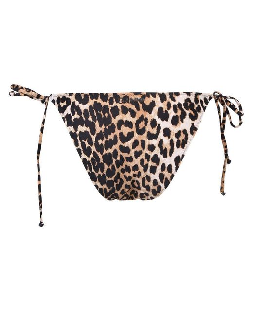 Ganni White Leopard-Print Bikini Bottom