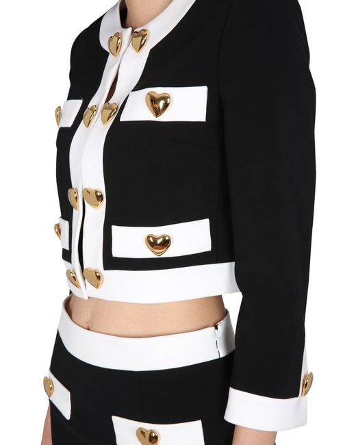 Moschino Black Heart Buttons Crepe Jacket