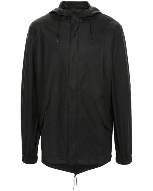 Rains Black Fishtail Jacket for men