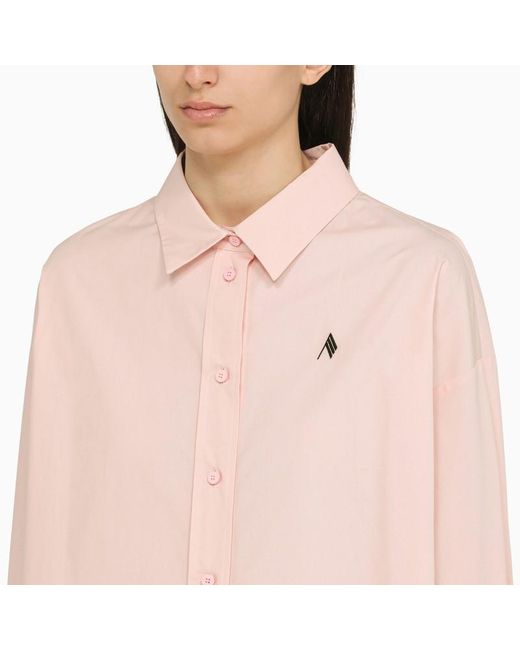 The Attico Pink Poplin Shirt With Logo Embroidery