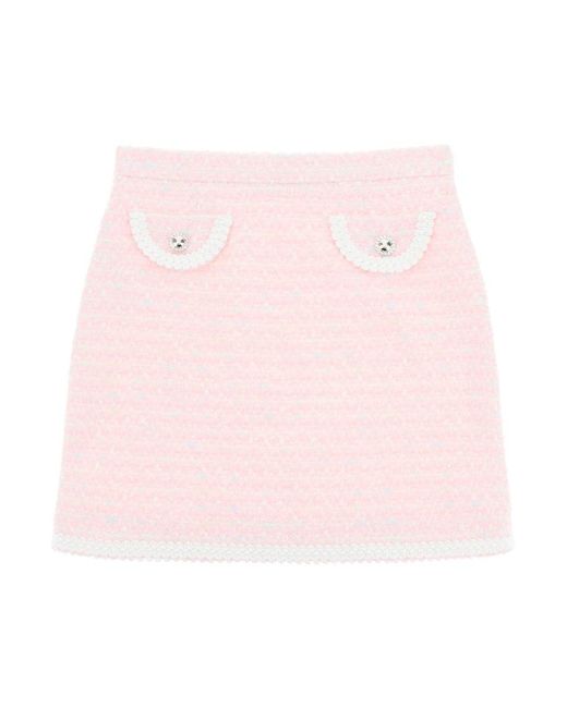 Alessandra Rich Pink Tweed Mini Skirt