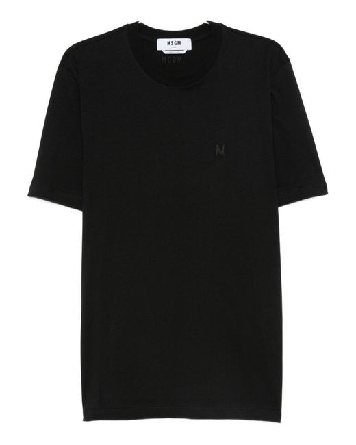 MSGM Black Cotton T-Shirt for men