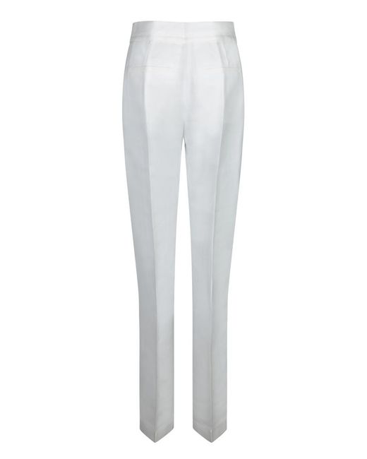 Jacquemus White Straight-Cut Trousers With Metal Ring Detail