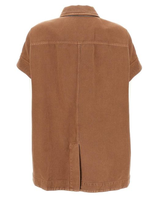Brunello Cucinelli Brown Asymmetric Overshirt