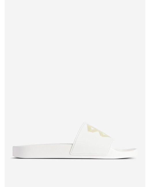 Balenciaga White Slide Logo Flip Flops for men