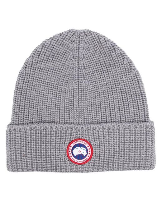 Canada Goose Gray Logo Wool Beanie for men