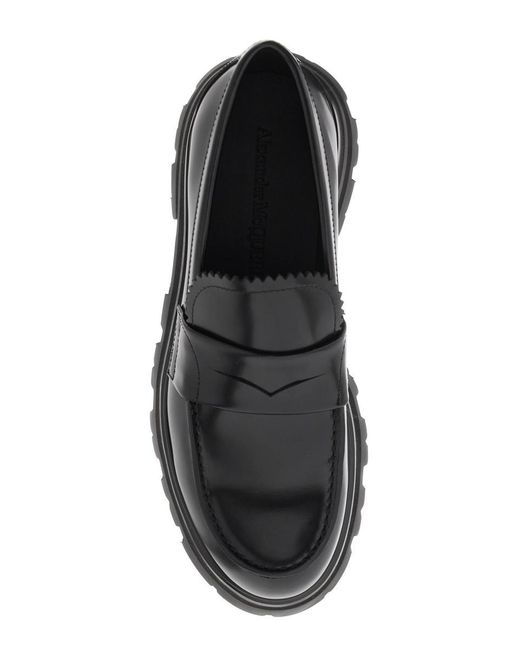 Alexander McQueen Black Brushed Leather Wander Loafers