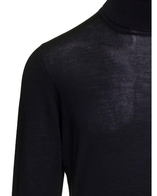 Tagliatore Black Roll-neck Fine-knit Jumper for men