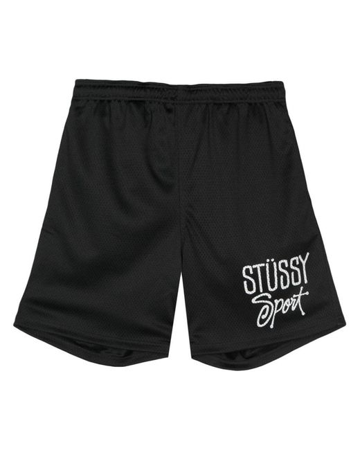 Stussy Black Logo Mesh Shorts for men
