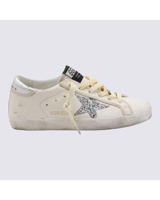 Golden Goose Deluxe Brand White And Silver Leather Sneakers