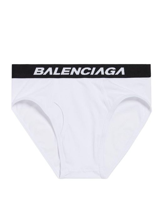 Balenciaga White Racer Logo-waistband Briefs for men