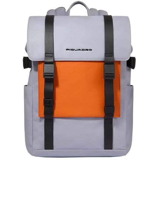 Piquadro Gray Leather Laptop Backpack 14" Bags