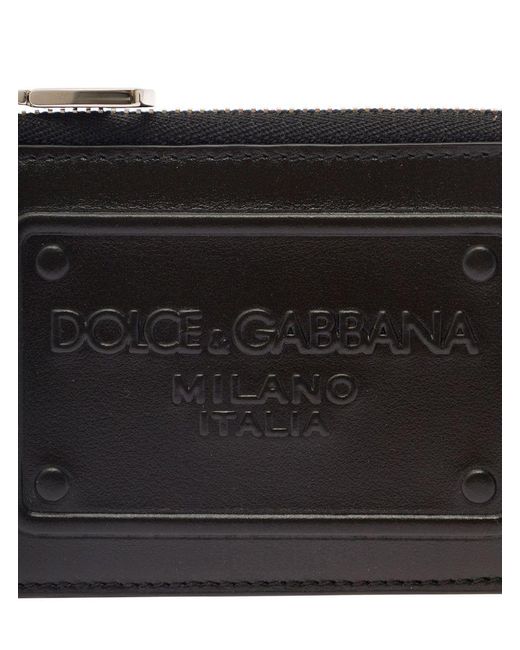 Dolce & Gabbana Black Card-Holder With Tonal Logo Plaque for men