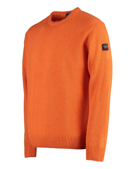 Paul & Shark Orange Wool-blend Crew-neck Sweater for men