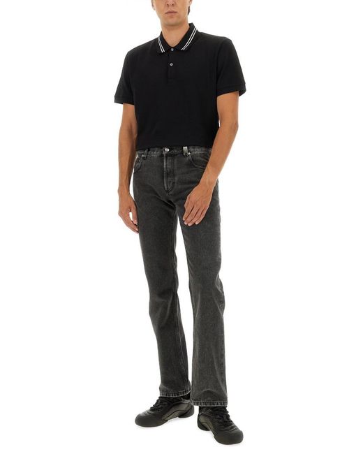 Alexander McQueen Black Polo Shirt With Logo On The Collar for men