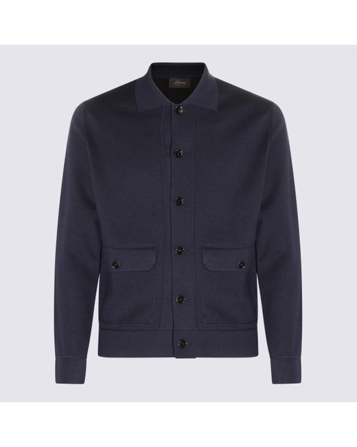 Brioni Blue Navy Cotton And Cashmere Blend Casual Jacket for men