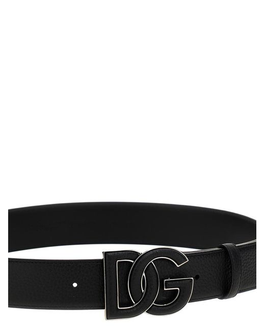 Dolce & Gabbana Black Logo Leather Belt for men