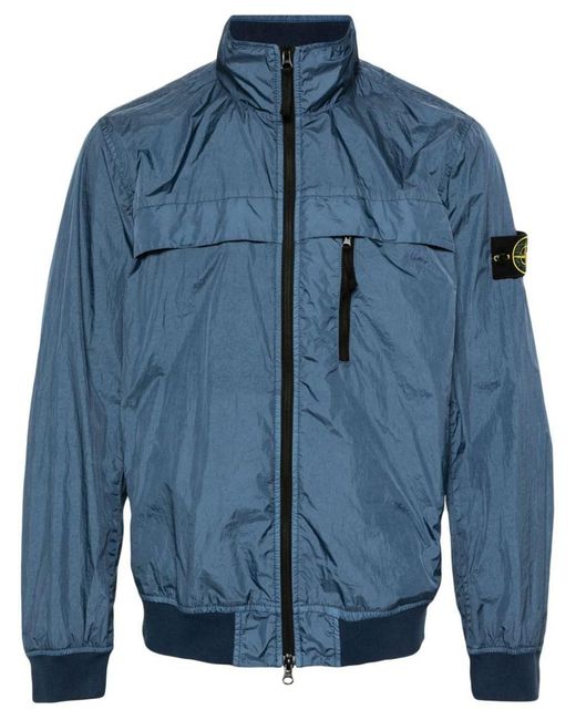 Stone Island Blue Jacket With Patch for men