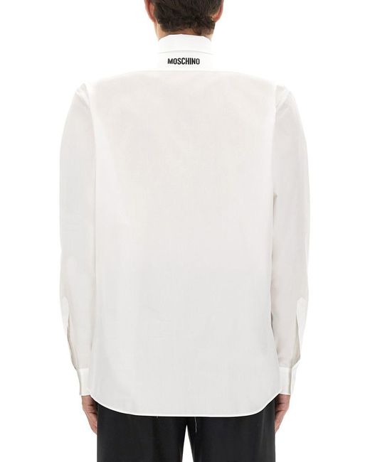 Moschino White Structured Cotton Poplin Shirt for men