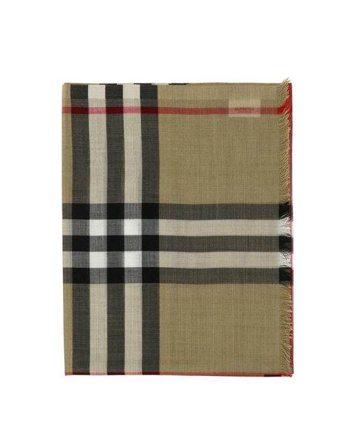 Burberry Green Wool And Silk Check Scarf