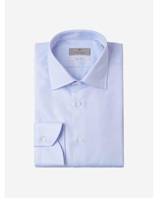 Canali Blue Cotton Wool Shirt for men