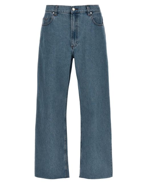 A.P.C. Blue Relaxed Raw Edge Jeans for men