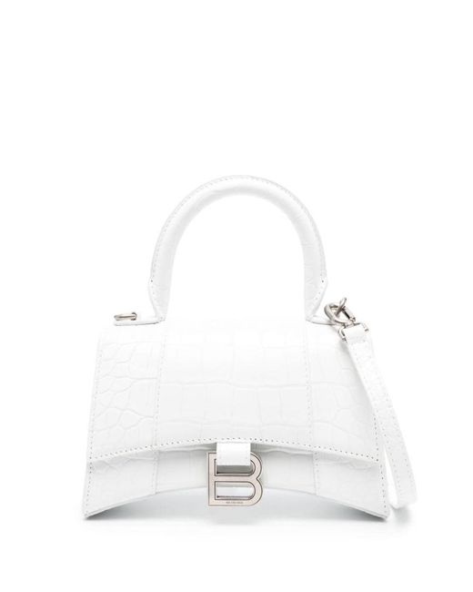 Balenciaga White Hourglass Xs Leather Handbag
