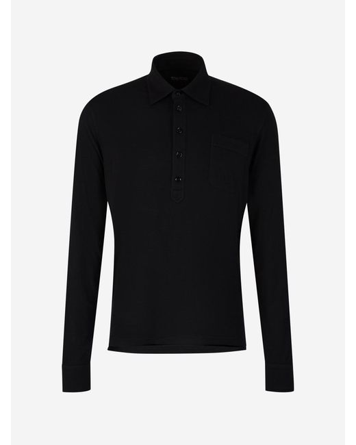Tom Ford Black Viscose And Silk Polo for men