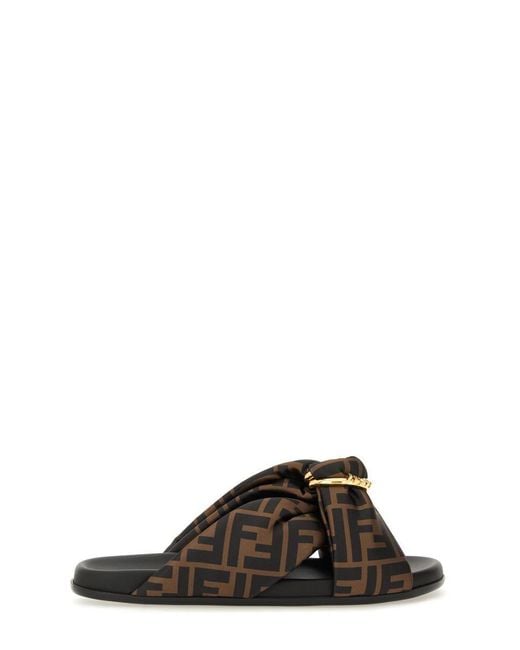 Fendi Brown Slide Sandal "Feel"
