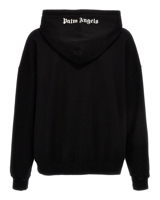 Palm Angels Black Embroidered Logo Cotton Hoodie for men