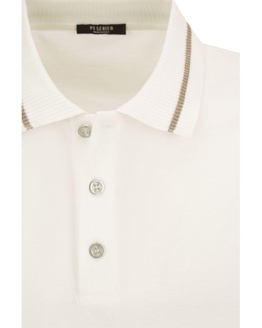 Peserico White Cotton Piqué Polo Shirt for men