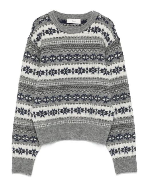 DUNST Gray Wool Blend Crewneck Jumper