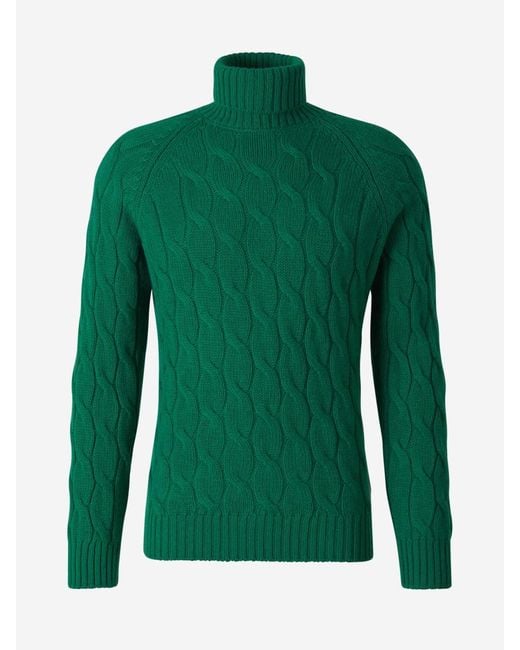 Gran Sasso Green Wool Braided Sweater for men