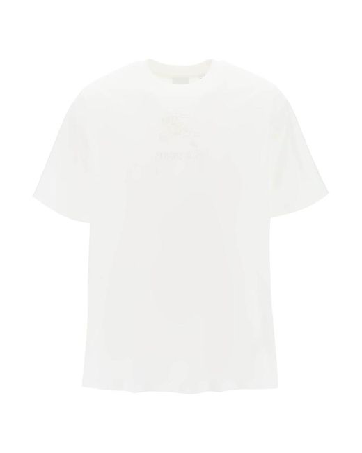 Burberry White Tempah T Shirt With Embroidered Ekd for men