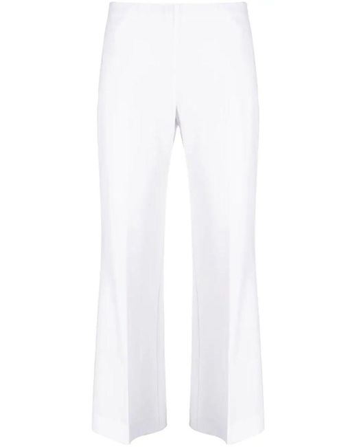 P.A.R.O.S.H. White Stretch-wool Flared Cropped Trousers